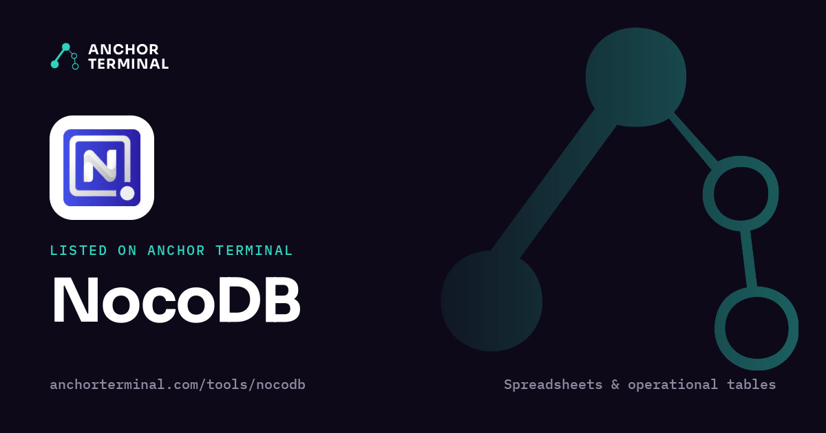 NocoDB, listed on Anchor Terminal, dark sharing image