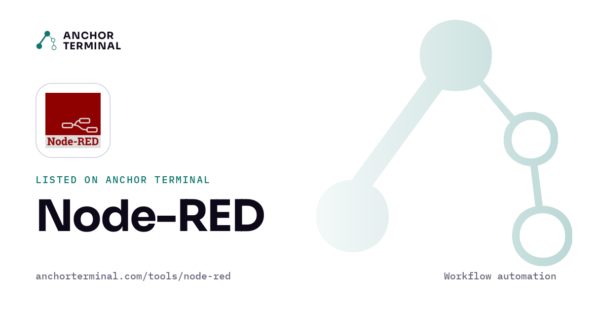Node-RED, listed on Anchor Terminal, light sharing image