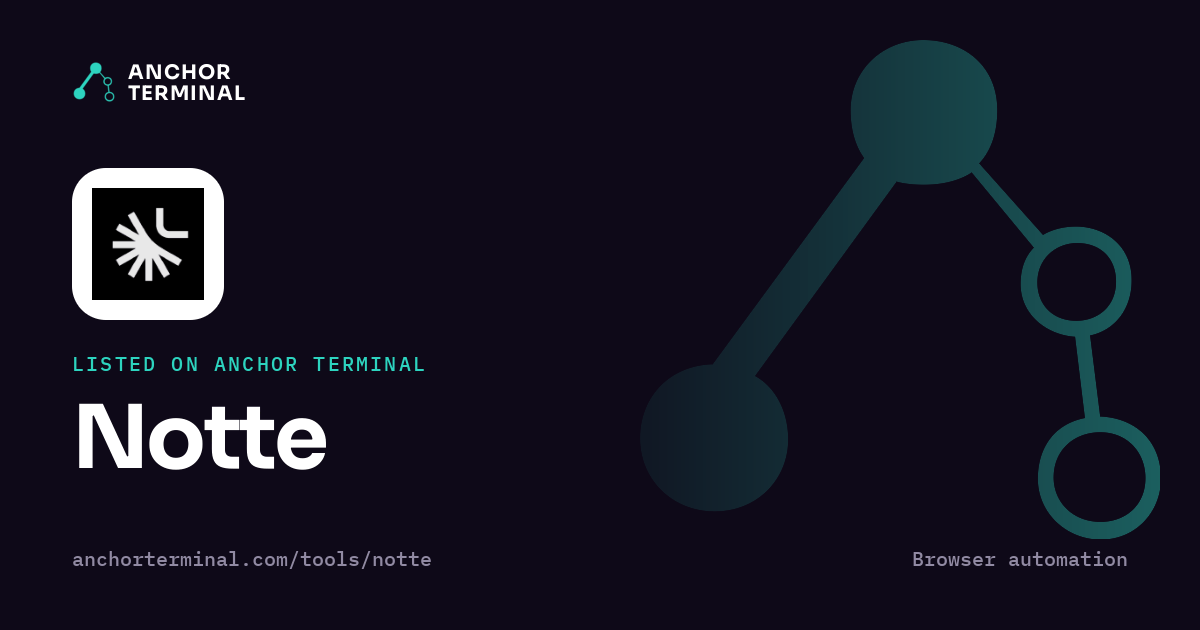 Notte, listed on Anchor Terminal, dark sharing image