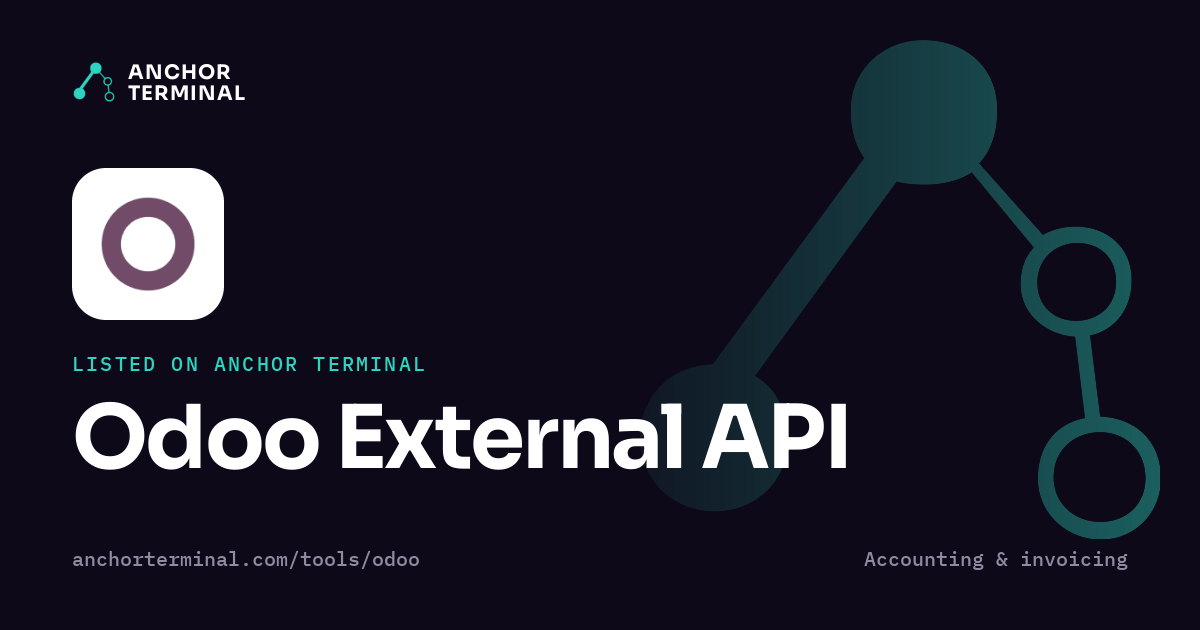 Odoo External API, listed on Anchor Terminal, dark sharing image