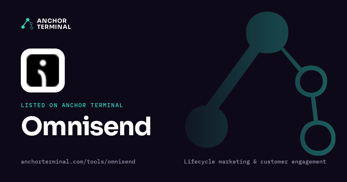 Omnisend, listed on Anchor Terminal, dark sharing image