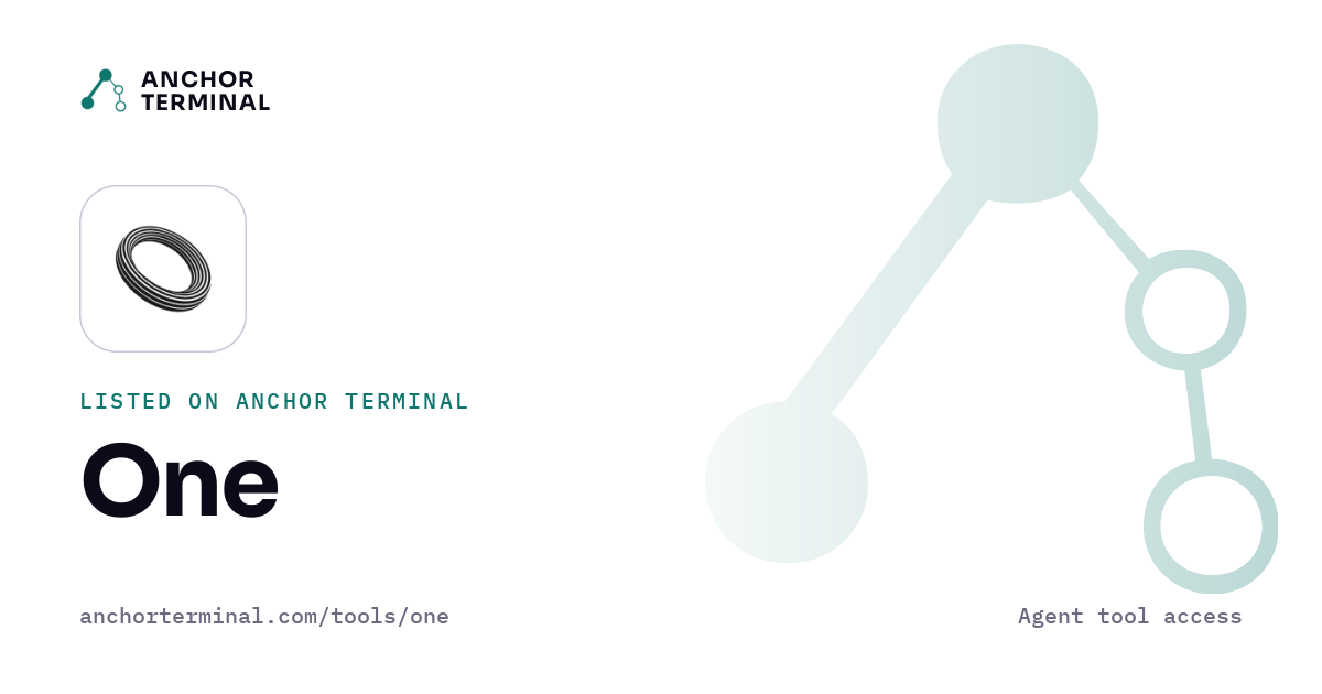 One, listed on Anchor Terminal, light sharing image