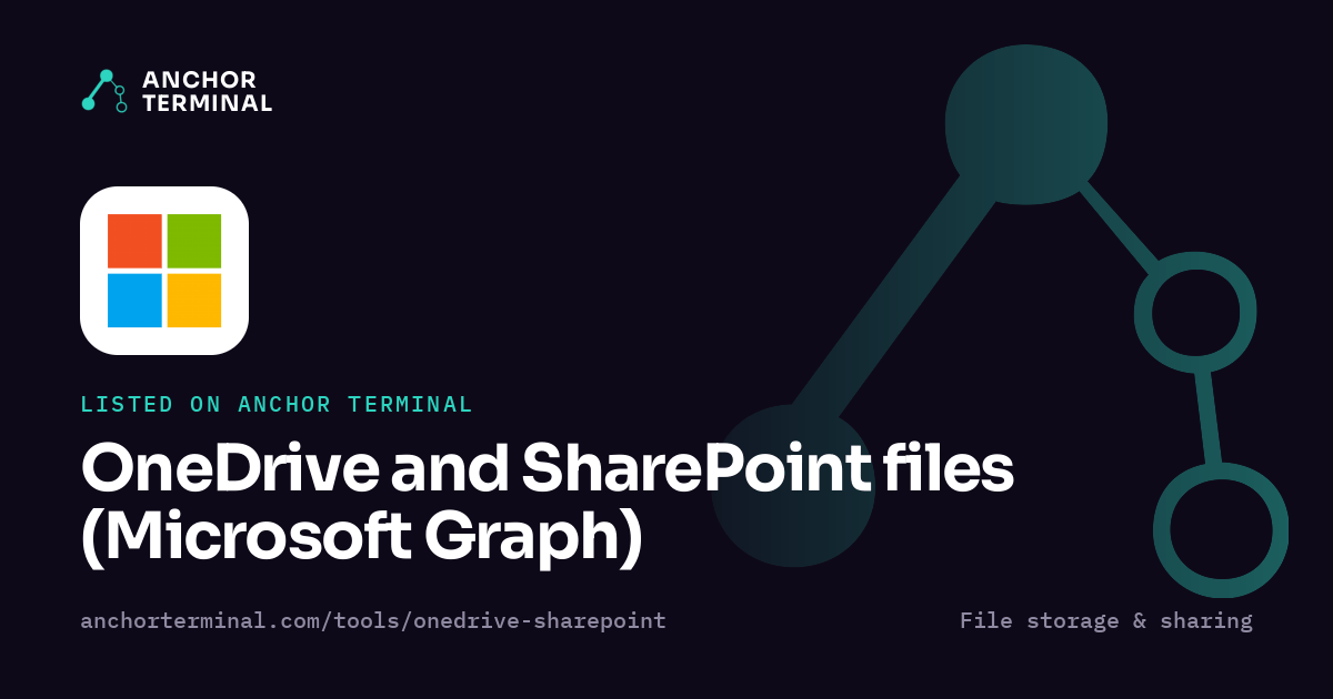 OneDrive and SharePoint files (Microsoft Graph), listed on Anchor Terminal, dark sharing image
