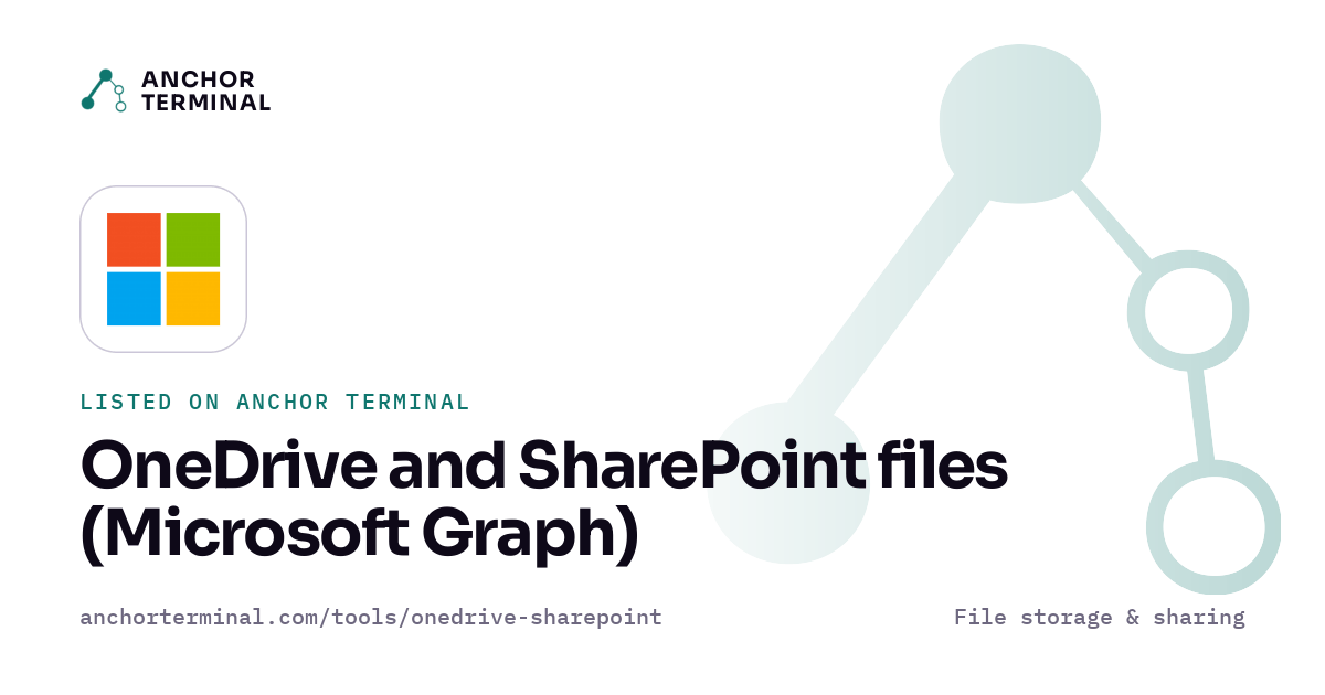 OneDrive and SharePoint files (Microsoft Graph), listed on Anchor Terminal, light sharing image