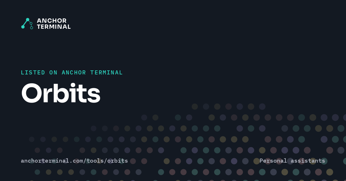 Orbits, listed on Anchor Terminal, dark sharing image