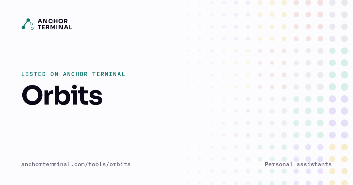 Orbits, listed on Anchor Terminal, light sharing image