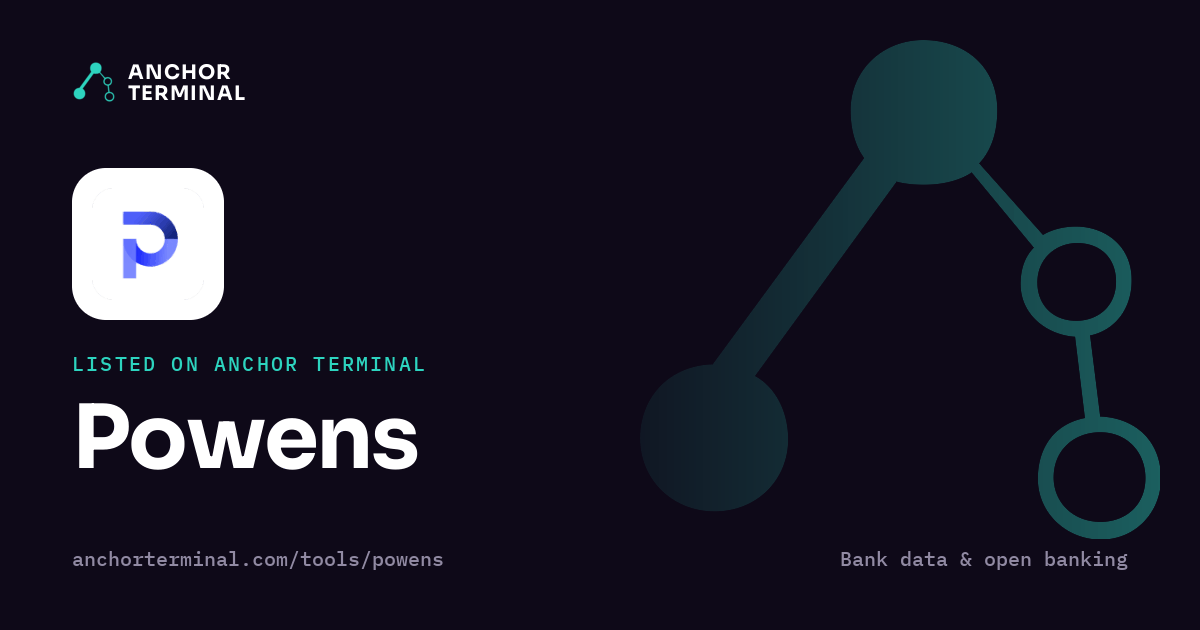 Powens, listed on Anchor Terminal, dark sharing image
