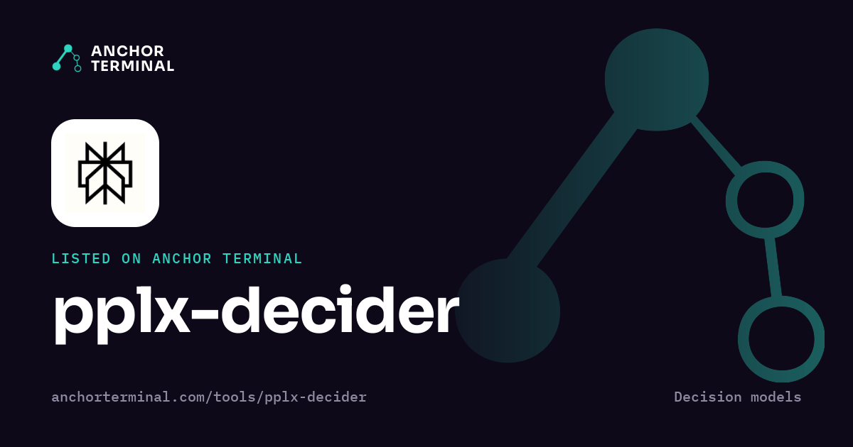 pplx-decider, listed on Anchor Terminal, dark sharing image