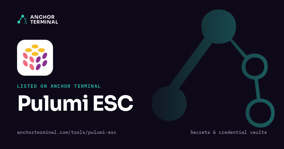 Pulumi ESC, listed on Anchor Terminal, dark sharing image