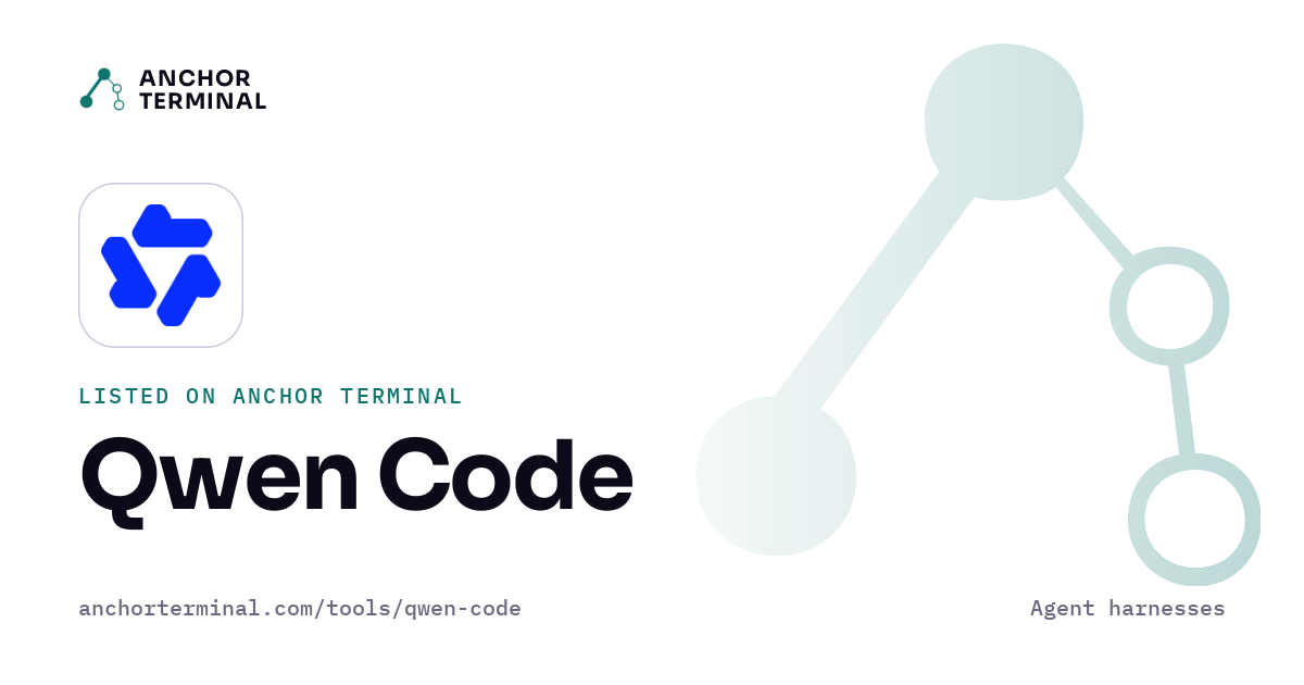 Qwen Code, listed on Anchor Terminal, light sharing image