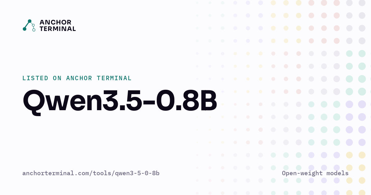 Qwen3.5-0.8B, listed on Anchor Terminal, light sharing image