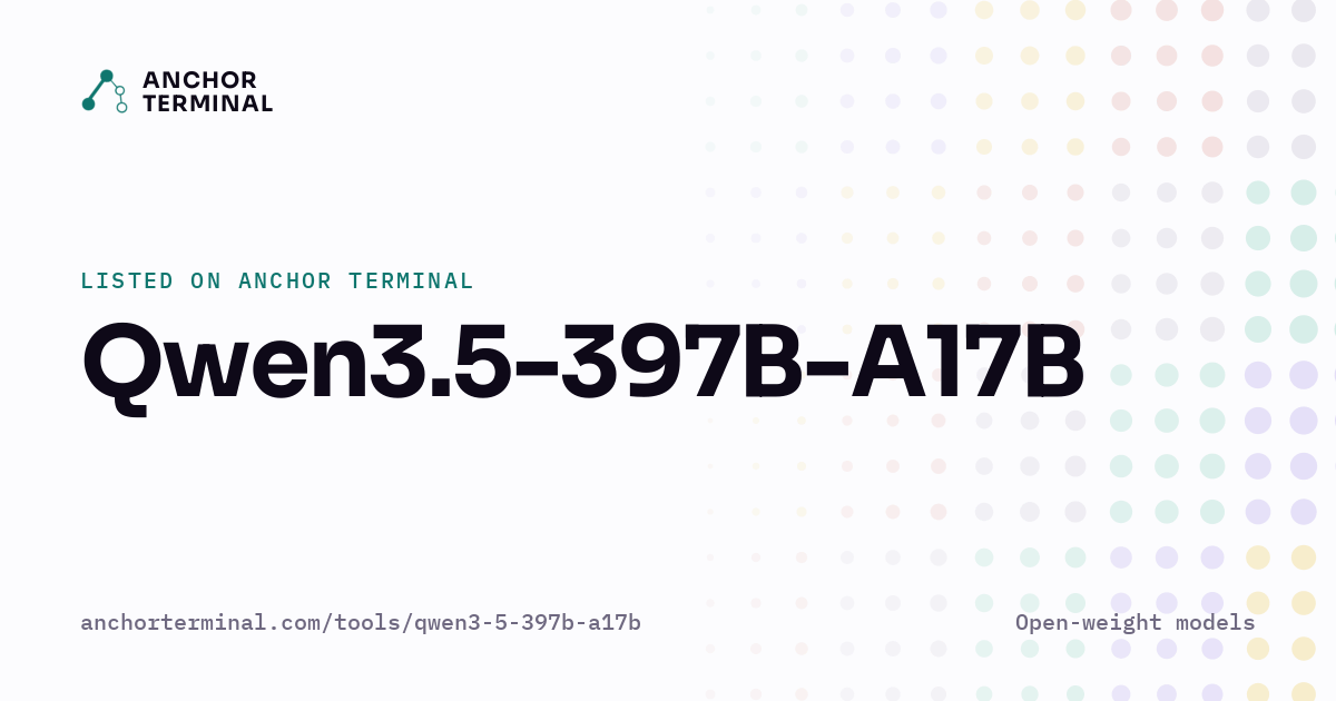 Qwen3.5-397B-A17B, listed on Anchor Terminal, light sharing image
