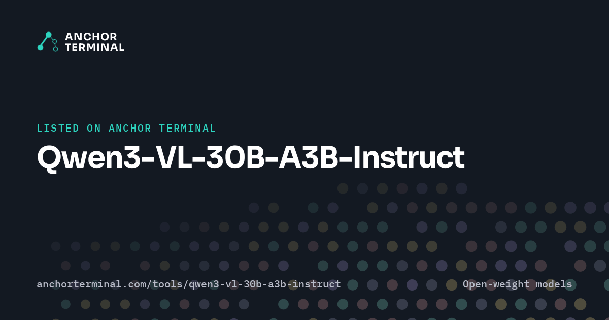 Qwen3-VL-30B-A3B-Instruct, listed on Anchor Terminal, dark sharing image