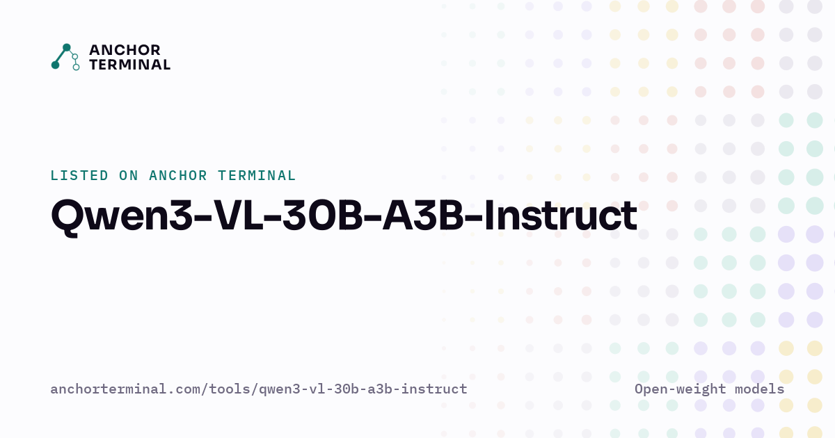 Qwen3-VL-30B-A3B-Instruct, listed on Anchor Terminal, light sharing image