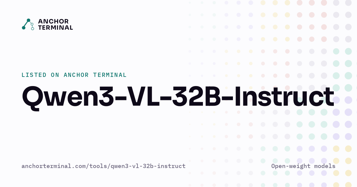 Qwen3-VL-32B-Instruct, listed on Anchor Terminal, light sharing image