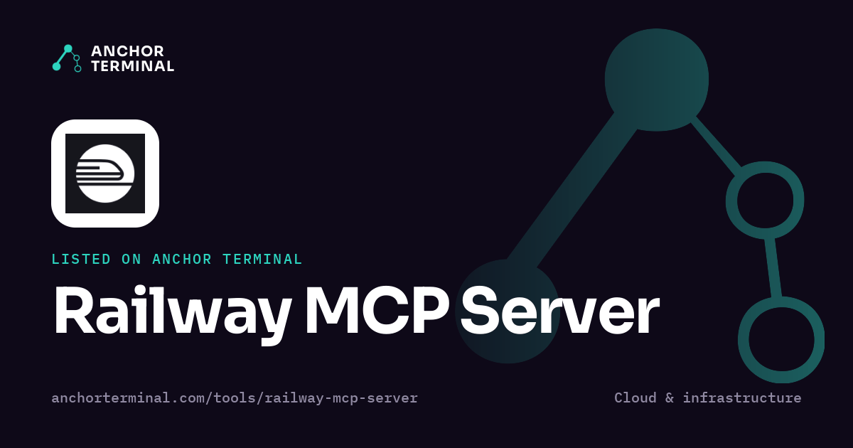 Railway MCP Server, listed on Anchor Terminal, dark sharing image