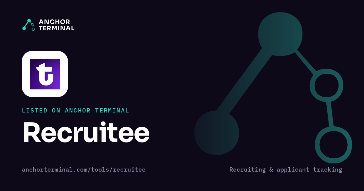 Recruitee, listed on Anchor Terminal, dark sharing image