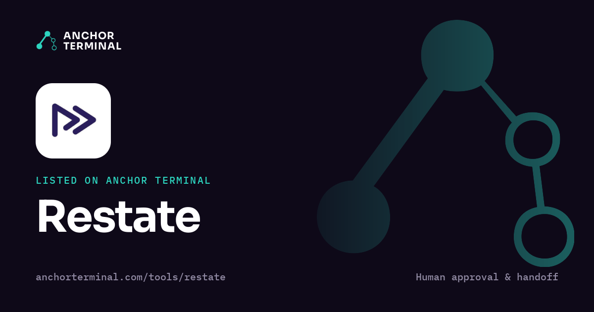 Restate, listed on Anchor Terminal, dark sharing image
