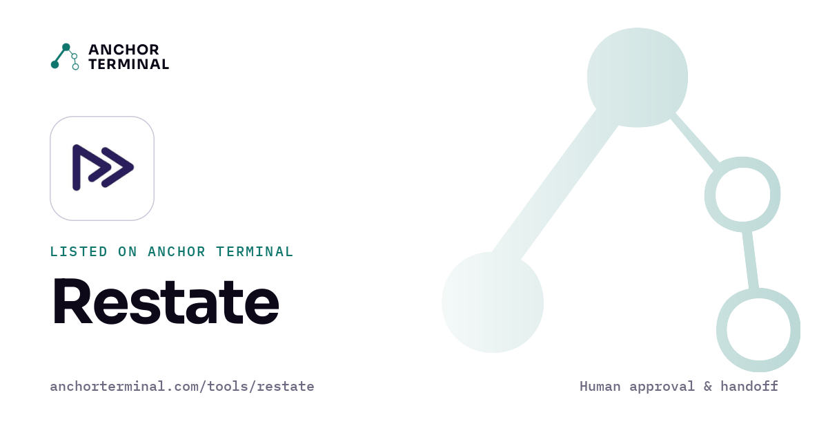 Restate, listed on Anchor Terminal, light sharing image