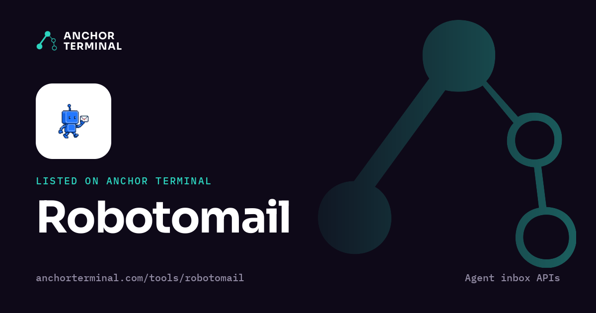 Robotomail, listed on Anchor Terminal, dark sharing image
