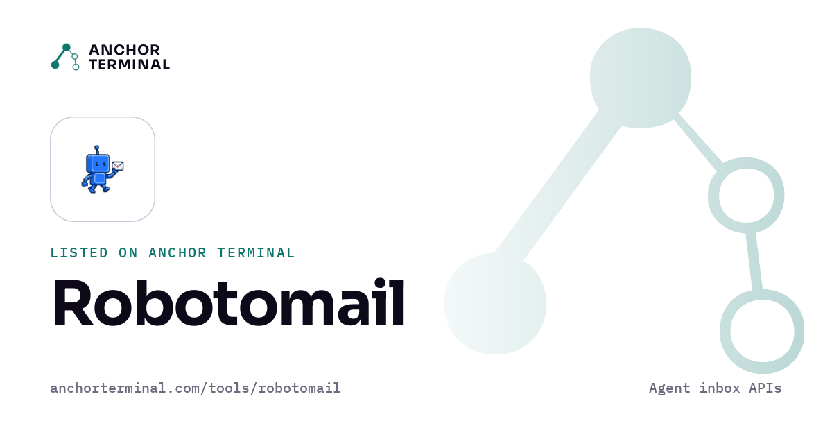 Robotomail, listed on Anchor Terminal, light sharing image