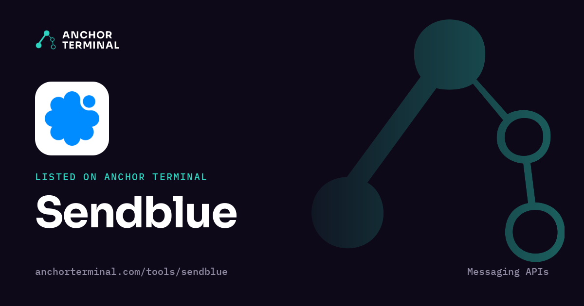 Sendblue, listed on Anchor Terminal, dark sharing image