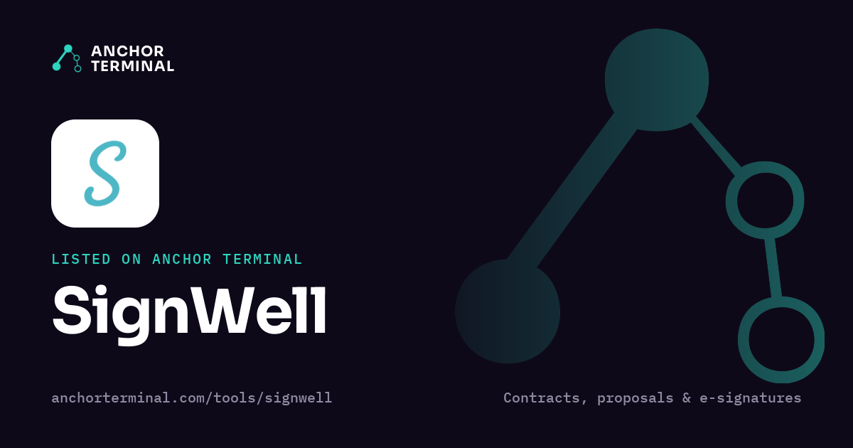 SignWell, listed on Anchor Terminal, dark sharing image