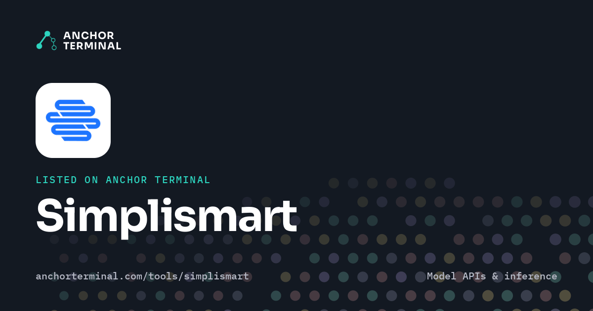 Simplismart, listed on Anchor Terminal, dark sharing image