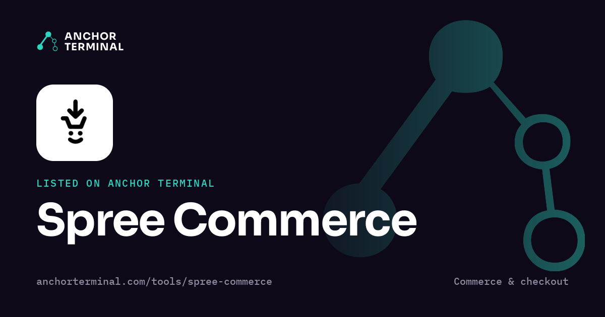 Spree Commerce, listed on Anchor Terminal, dark sharing image