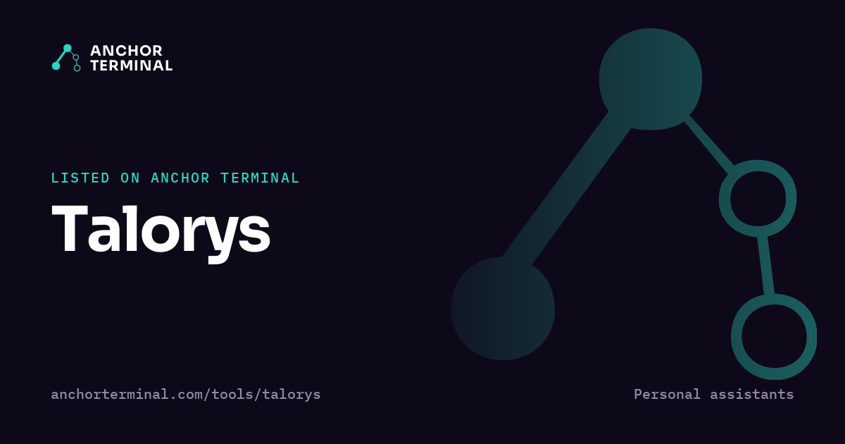 Talorys, listed on Anchor Terminal, dark sharing image