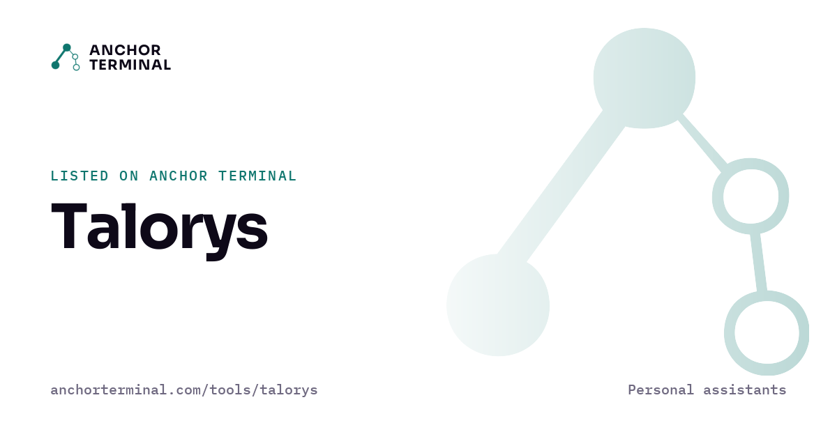 Talorys, listed on Anchor Terminal, light sharing image