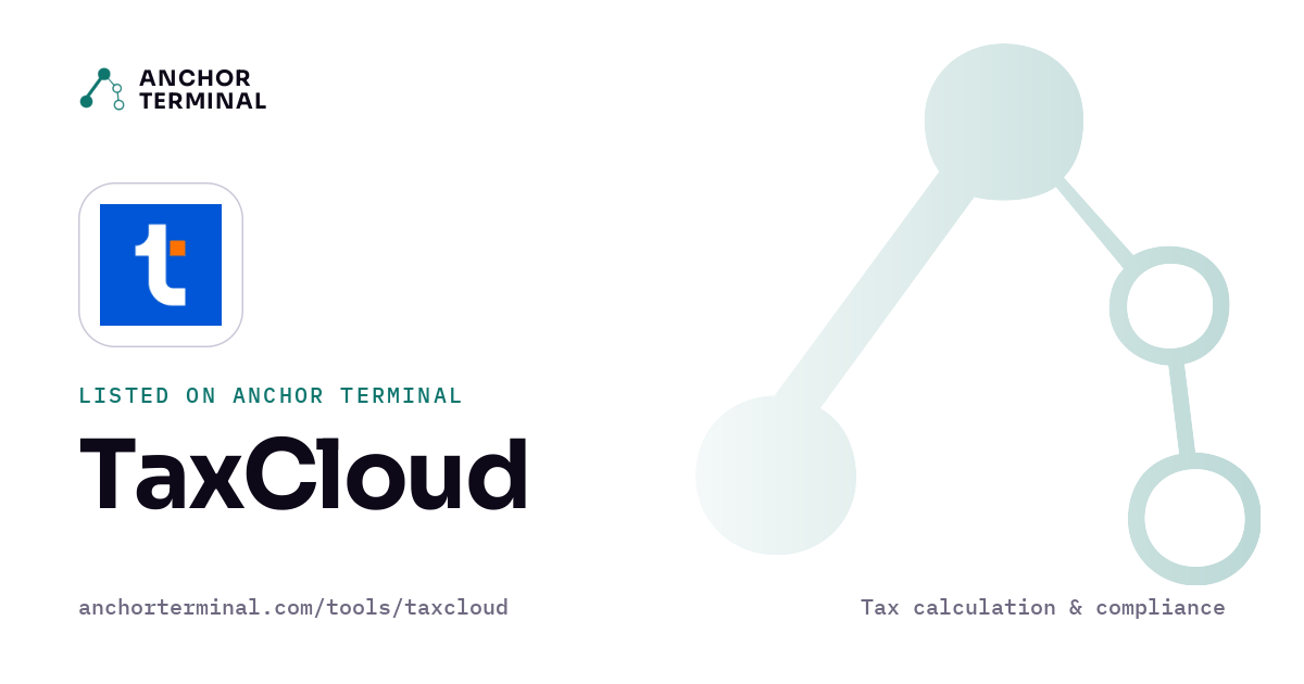 TaxCloud, listed on Anchor Terminal, light sharing image
