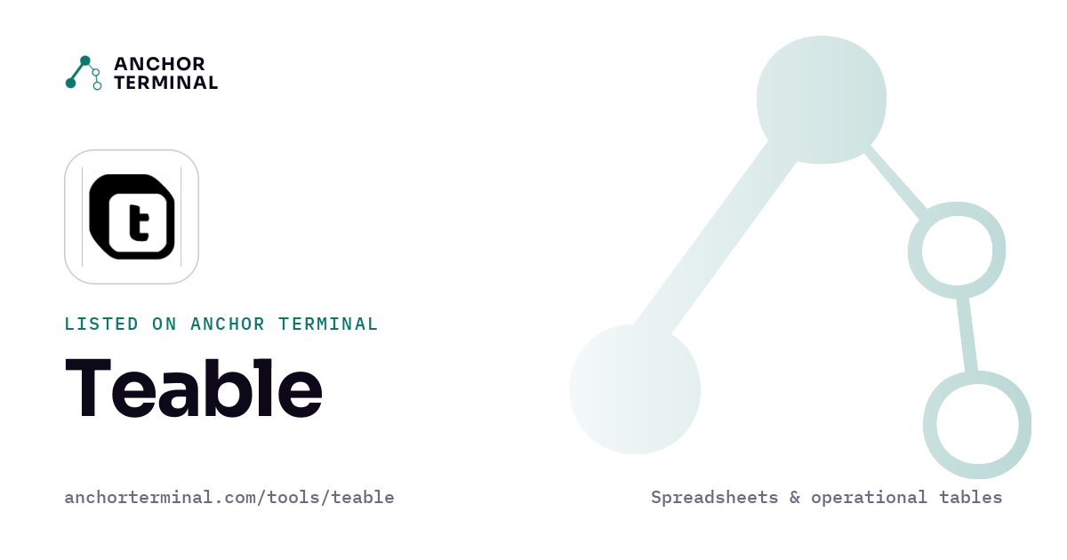 Teable, listed on Anchor Terminal, light sharing image