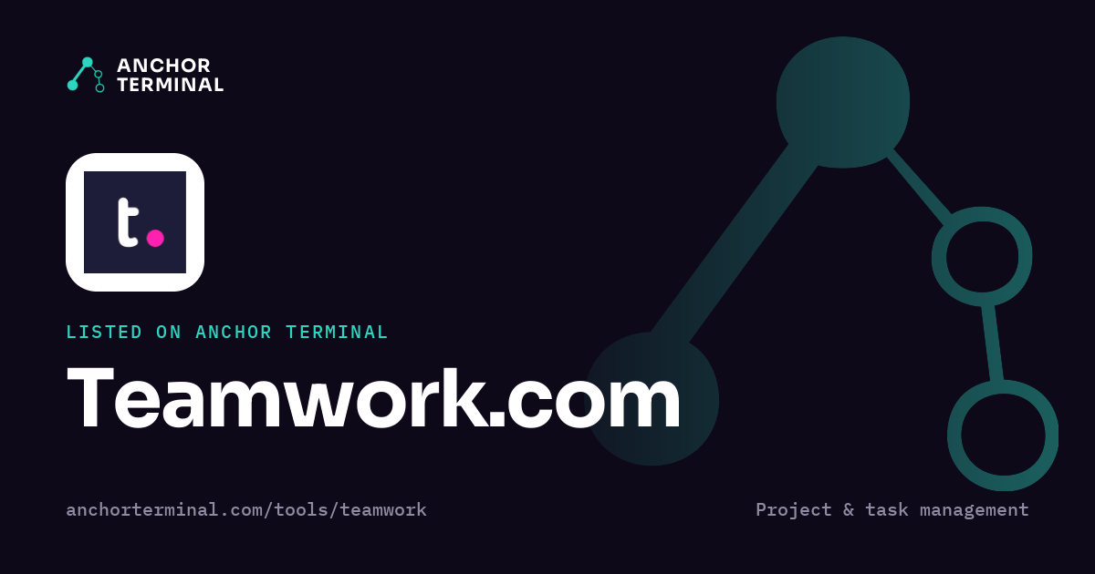 Teamwork.com, listed on Anchor Terminal, dark sharing image