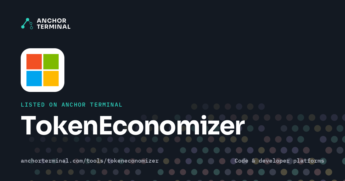 TokenEconomizer, listed on Anchor Terminal, dark sharing image
