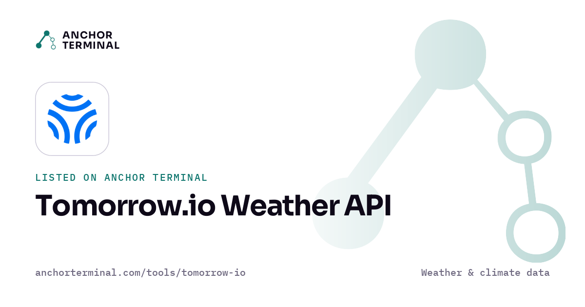 Tomorrow.io Weather API, listed on Anchor Terminal, light sharing image
