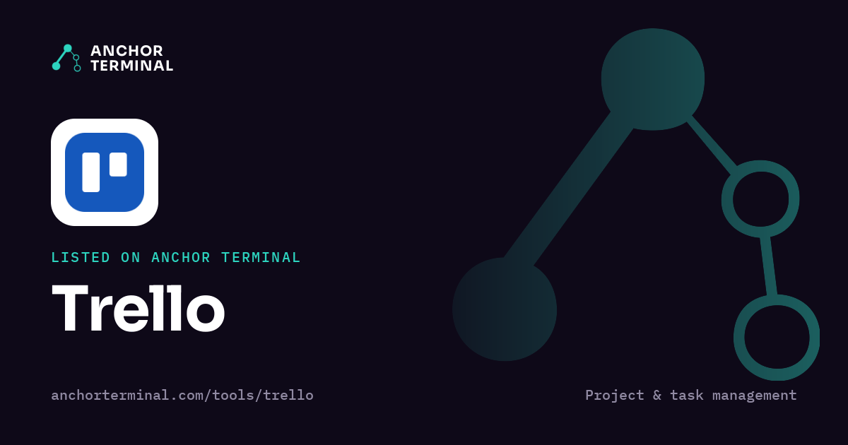 Trello, listed on Anchor Terminal, dark sharing image