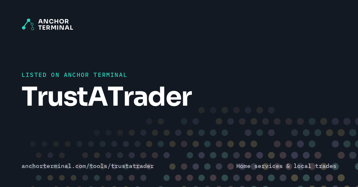 TrustATrader, listed on Anchor Terminal, dark sharing image