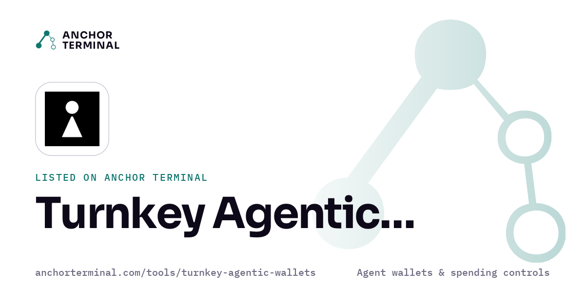 Turnkey Agentic Wallets, listed on Anchor Terminal, light sharing image