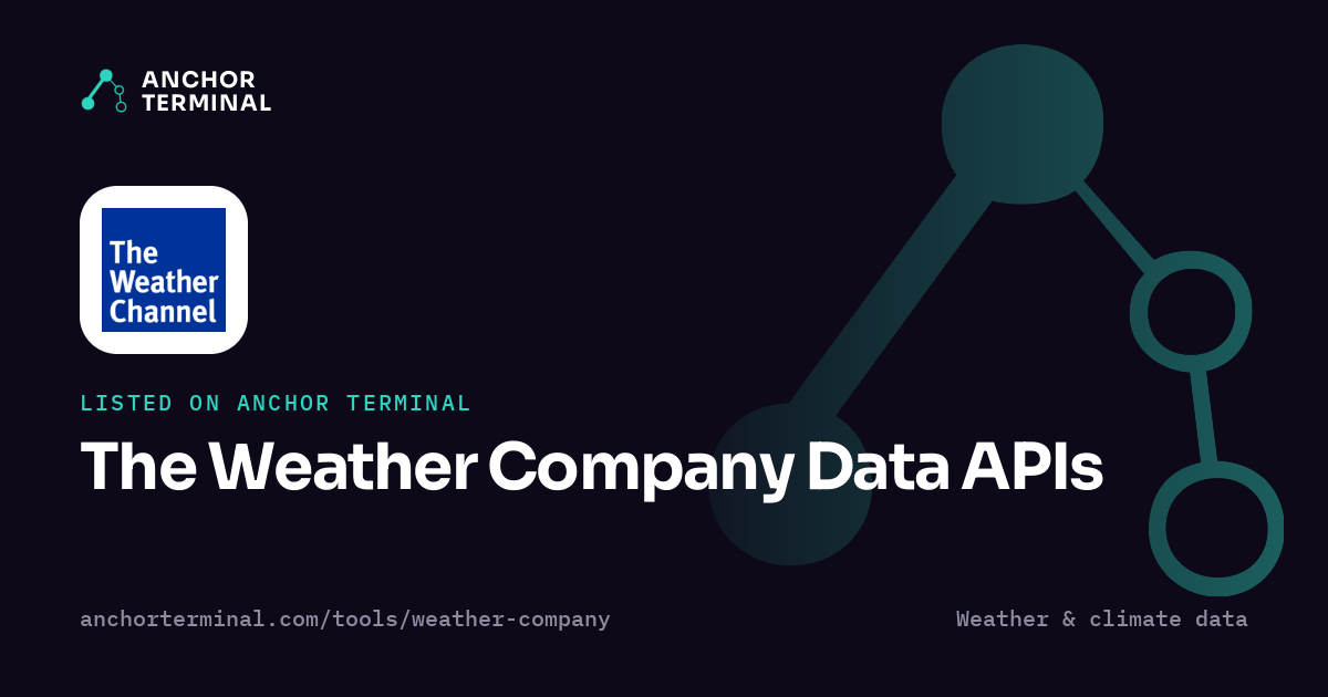 The Weather Company Data APIs, listed on Anchor Terminal, dark sharing image
