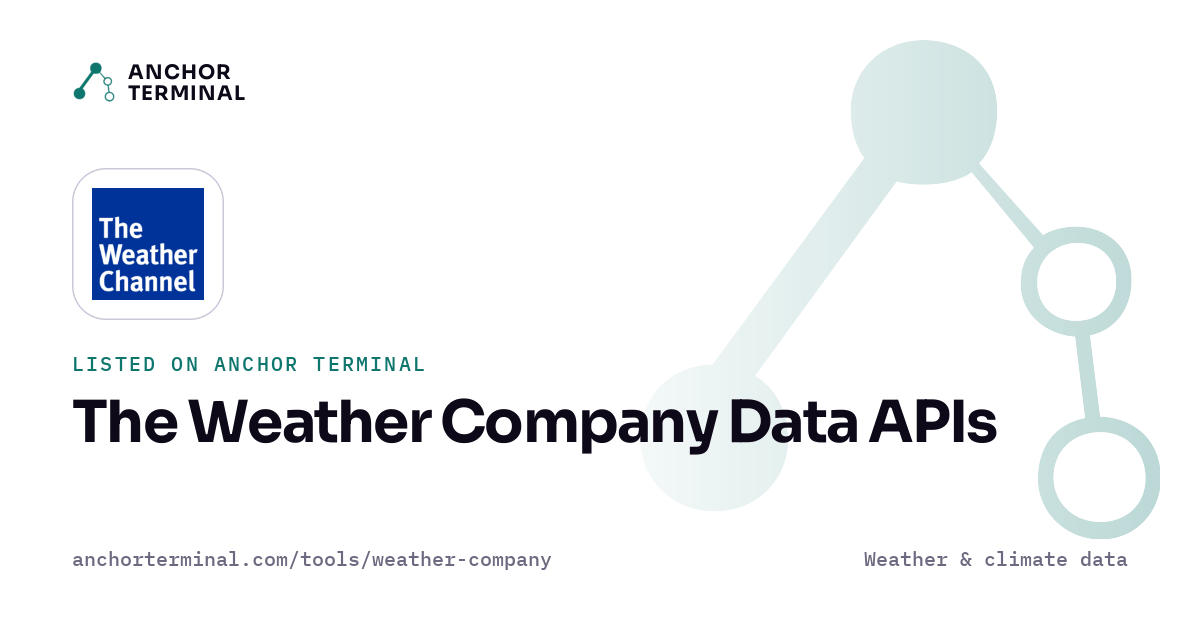 The Weather Company Data APIs, listed on Anchor Terminal, light sharing image