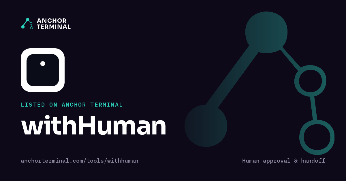 withHuman, listed on Anchor Terminal, dark sharing image