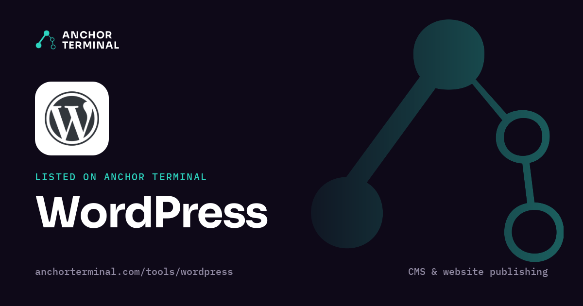 WordPress, listed on Anchor Terminal, dark sharing image