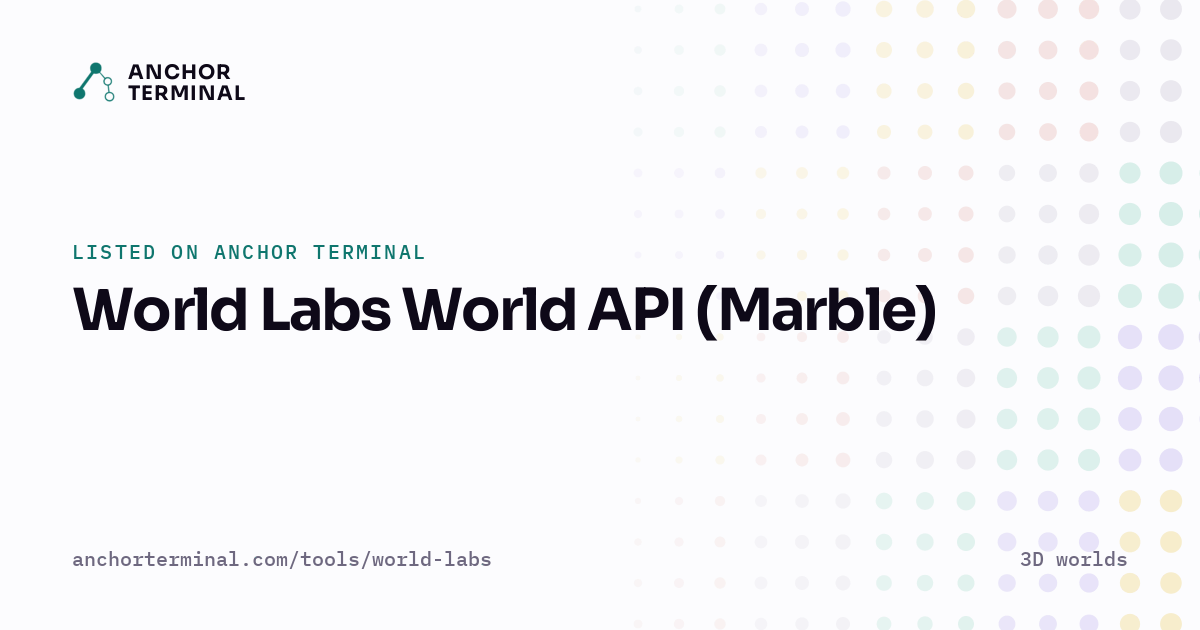 World Labs World API (Marble), listed on Anchor Terminal, light sharing image