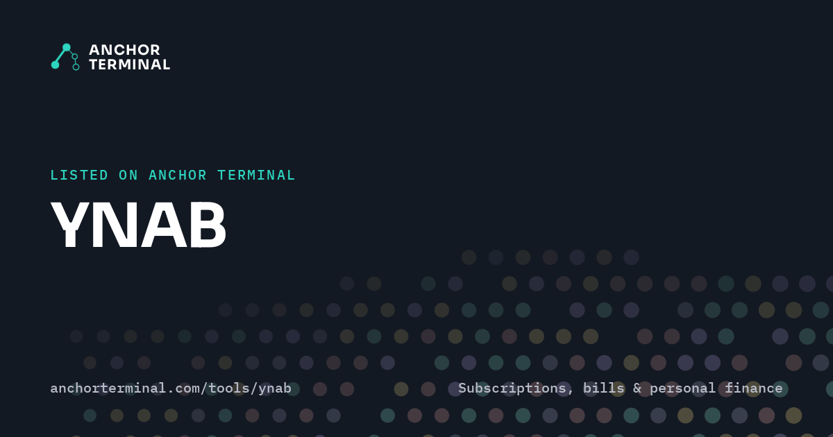 YNAB, listed on Anchor Terminal, dark sharing image