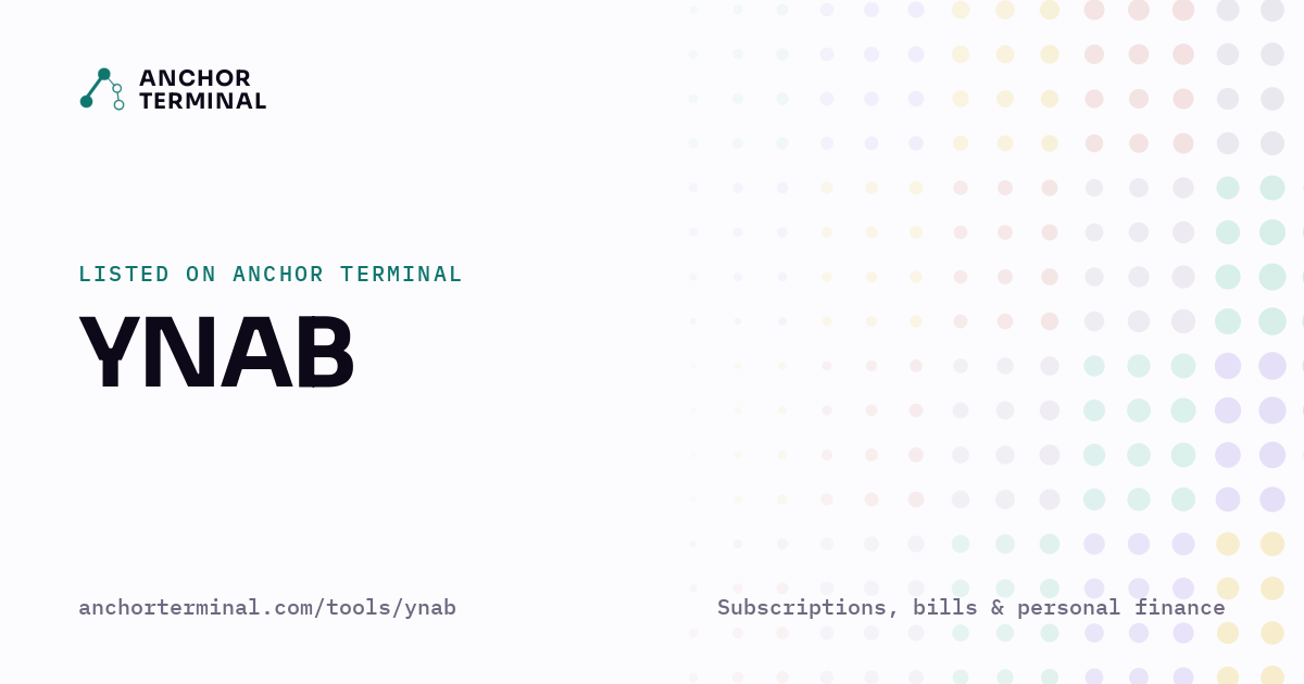 YNAB, listed on Anchor Terminal, light sharing image