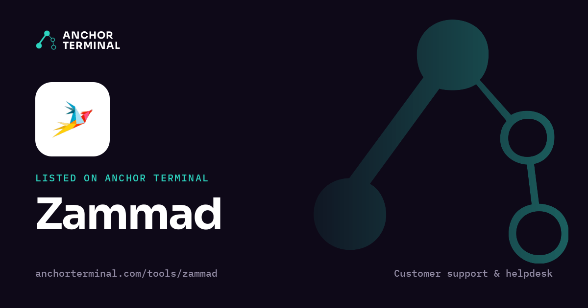 Zammad, listed on Anchor Terminal, dark sharing image