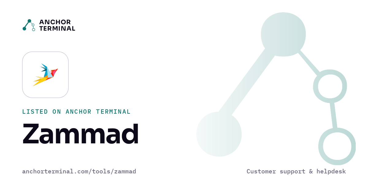 Zammad, listed on Anchor Terminal, light sharing image