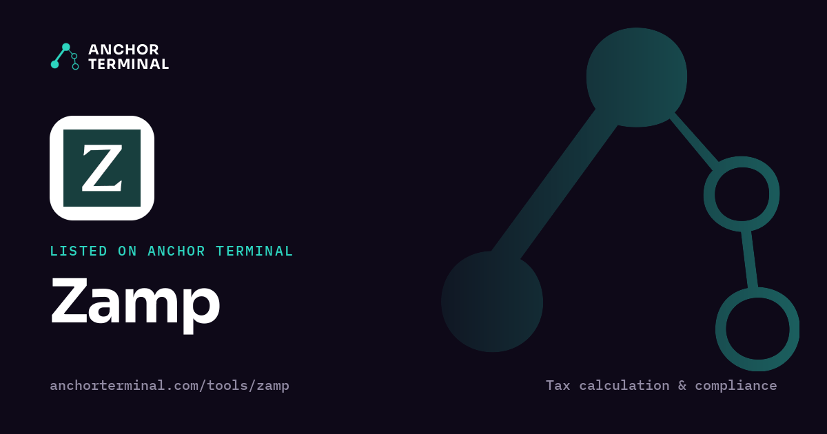 Zamp, listed on Anchor Terminal, dark sharing image